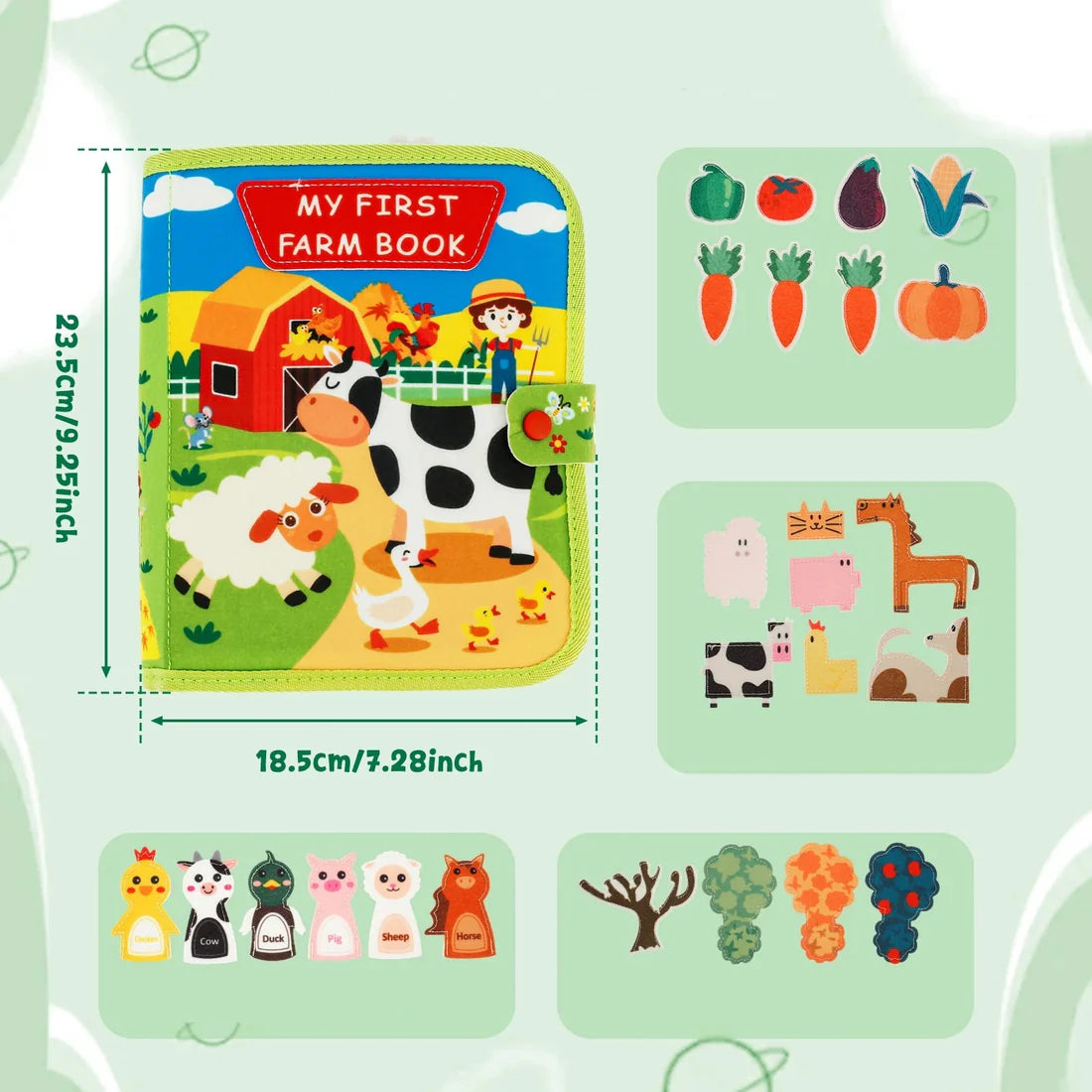 Libro didattico sulla fattoria per bambini | Libro di attività in morbido feltro per l' apprendimento degli animali e la motricità fine